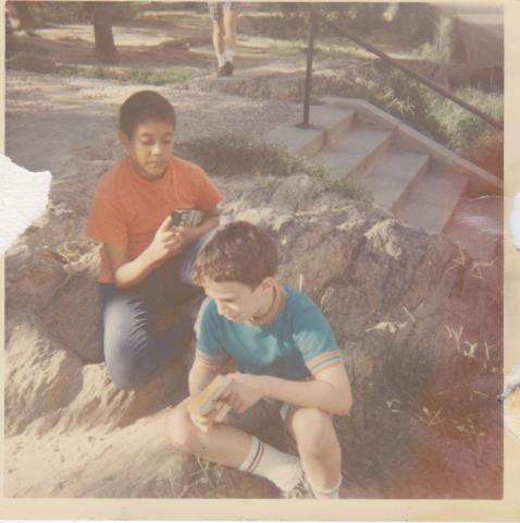 Tom Sinclair and Robert Smith with ERB books in 1968.